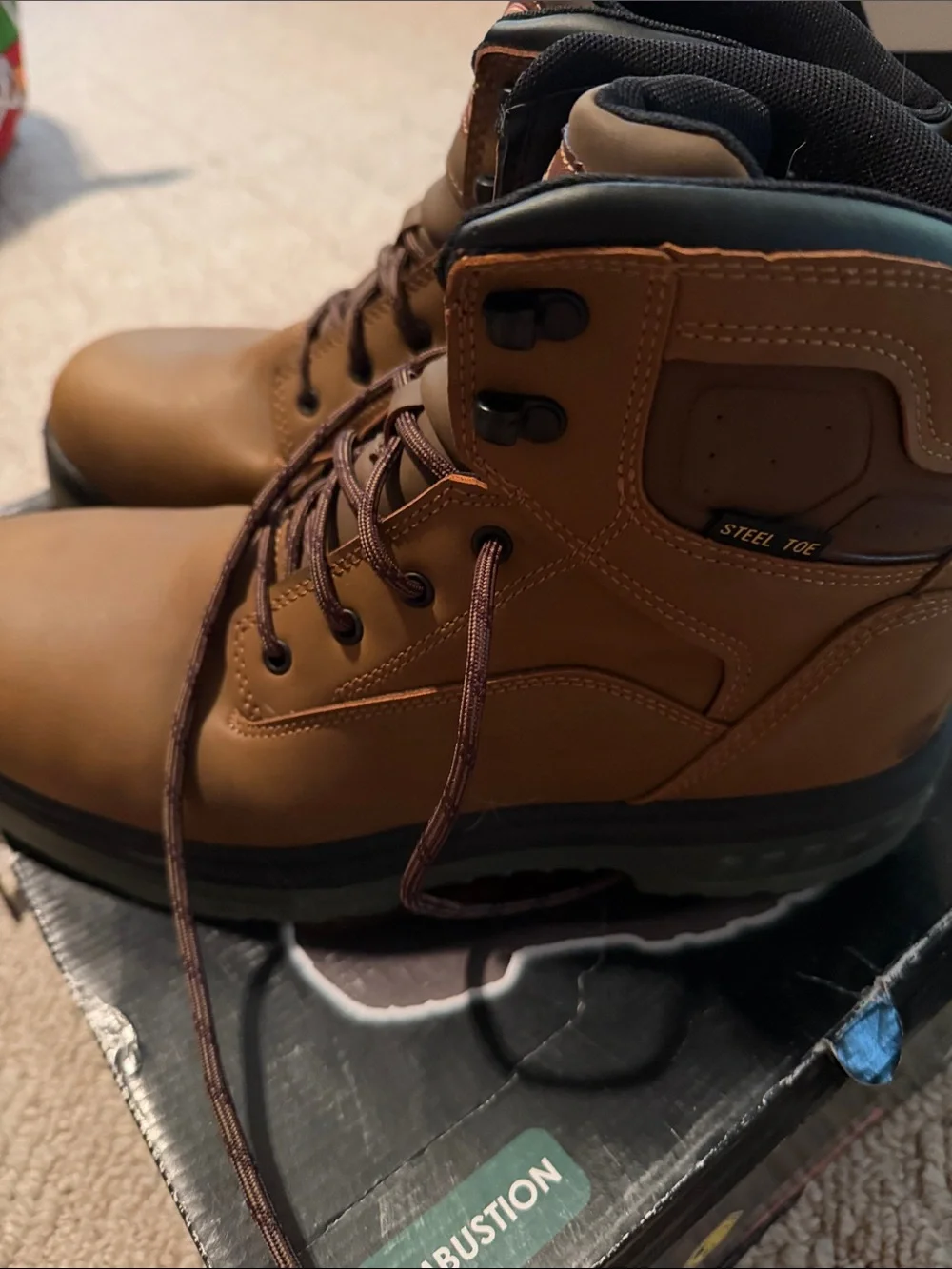 Men's Brown Brahma Steel Toe Work Boots - Durable Lace-Up Safety Boot